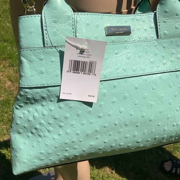 NWT $429 kate spade | Provence Charm City Ostrich Satchel Bag | Robin’s Egg Blue - Picture 7 of 15